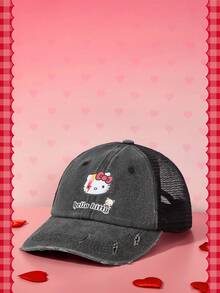 HELLO KITTY AND FRIENDS | SHEIN 1件休閒運動款可愛女款棒球帽，IP聯名設計，適合日常休閒穿搭 - 黑色 - 查看 4