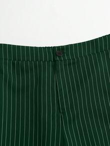 SHEIN PETITE PETITE-D 系列女款通勤極簡商務休閒深綠色直筒長褲 秋冬上班穿搭 - 獵人綠 - 查看 7
