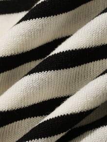 DAZY Summer Short Sleeve Striped Black And White Men's Plus Size Knit Top - Multicolor - View 3