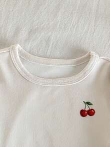 Infant Girls Short Sleeve Long Pants Snug Fit Loungewear - Apricot - View 4