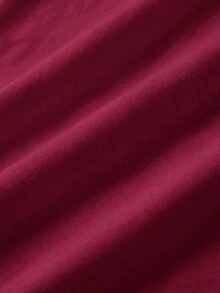 SHEIN BASICS 女款休閒基礎純色針織中低腰運動超短褲，居家健身休閒夏季運動短褲，酒紅色 - 酒紅色 - 查看 6