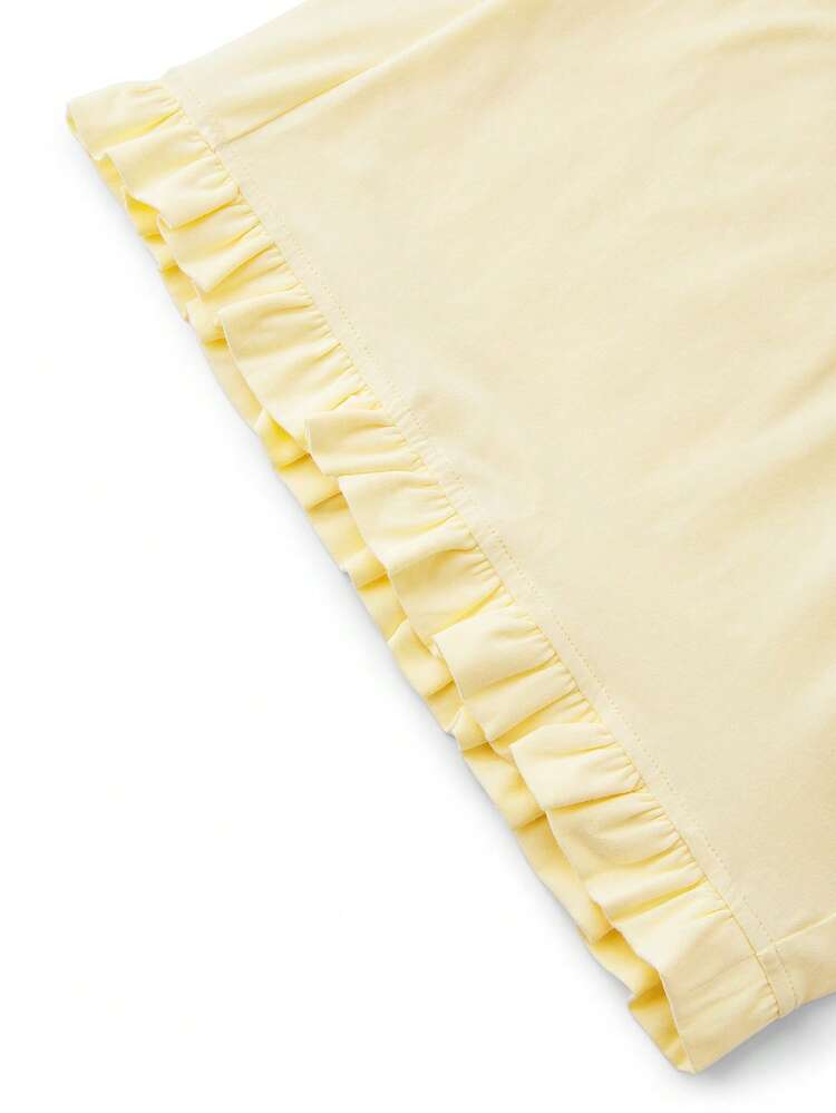 Women's Yellow Cotton Spandex Pajama Set