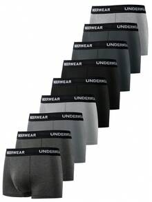 SHEIN 11pcs/Pack Solid Color Letter Waistband Men's Boxer Briefs - Multicolor - View 3