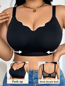 SHEIN Plus Size Seamless Supportive & Lifting Bra - Black - View 1