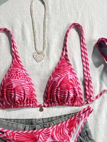 Swim Mod 2026 Spring/Summer Women's 2-Piece Bikini Set, INS Style Pure & Innocent Fresh Solid Color Shell Design, Slimming Beach Vacation Swimsuit - Multicolor - View 6