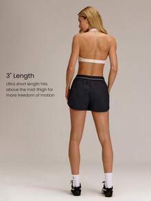 GLOWMODE 3.0'' VitalSwift Glow For Miles High-Waist Lightweight Quick-Dry Elastic Adjustable Drawstring Built-In Briefs Running Shorts Tennis Workout - Blue - View 2