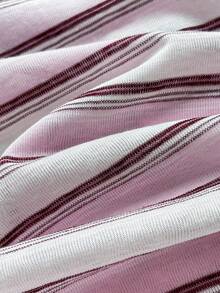 Attitoon 女款條紋POLO領短袖休閒T恤 - 粉色 - 查看 6