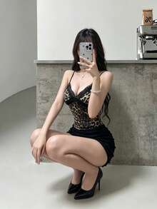 Coolane 女士夏季可爱日常穿搭基础款撞色蕾丝蝴蝶结修身蓝色背心 - 彩色 - 查看 5