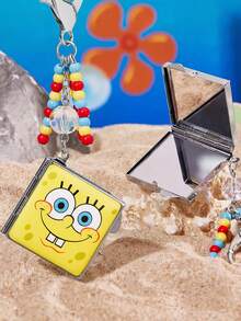 SpongeBob SquarePants | SHEIN 時尚鋅合金銀色鑰匙圈 奢華精緻包包掛飾 仿珍珠吊飾 紀念品 收藏品 適合禮物、錢包、書包、背包、汽車配件，心形掛鉤 - 彩色 - 查看 5