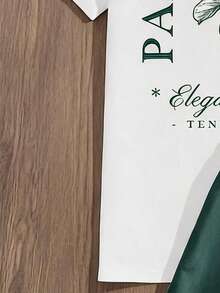 Manfinity Joysei Lässiges Mode Sommerurlaub Grün Pflanzen Grafik Slogan Weiß & Grün Kurzarm T-Shirt Set, geeignet für Frühling und Sommer - Verschiedenfarbig - Übersicht 4