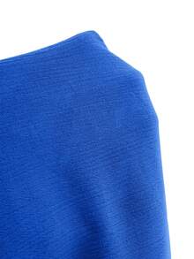 SaltGleam SaltGleam Women's Solid Color Halter Neck Tie Back Open Back Ruched Sexy Date Mini Dress - Blue - View 6