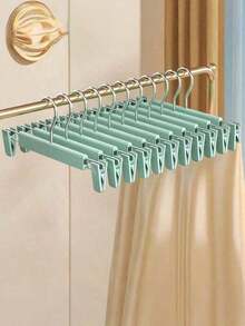 5-Piece Non-Slip Multifunctional Clothes Hangers With Clips For Skirts And Pants, Convenient And Practical, Household Clothes Storage Rack, No Trace Left To Protect Clothes, Perfect For Holiday And Christmas Gifts - Baby Blue - View 2