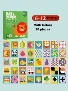 MINKOJA 1 Pack High Contrast Baby Flash Cards, Newborn Brain Development Toys, Visual Stimulation Learning Activity Cards, 20 Cards 40 Pages Baby Educational Gift , Stationery Supplies - color - View 18