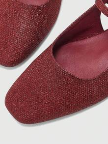 CUCCOO BIZCHIC Women's High Heel Pumps, Graduation Heel, Prom Heels For Summer Spring Shoes Spring Break Easter For Christmas Spring Shoes - Burgundy Glitter - View 7
