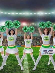 2pcs/1 Pair Cheerleading Pom Poms, Vibrant Colors, Thickened & Densified, With Rings, More Durable, Suitable For Cheerleading Competitions, Cheerleading Parties, Pom Pom Dance Parties And Other Occasions - Multicolor - View 7