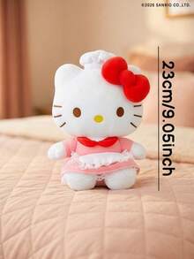 HELLO KITTY AND FRIENDS | Joivida 1pc Plush Toy With Red Bow And Lace Apron Pattern, Perfect For Living Room, Bedroom, Dressing Table, Home D R, An Ideal Gift For Holidays, Parties, Valentine's Day, Suitable For Adults, Teens, Family & Friends, Spring To Summer - White - View 4