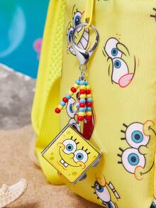 SpongeBob SquarePants | SHEIN 時尚鋅合金銀色鑰匙圈 奢華精緻包包掛飾 仿珍珠吊飾 紀念品 收藏品 適合禮物、錢包、書包、背包、汽車配件，心形掛鉤 - 彩色 - 查看 4