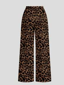 Conjunto de 2 piezas para niña con camiseta ajustada en la cintura y fruncida con estampado de leopardo retro, estilo Y2K, minimalista y casual, y pantalones holgados, adecuado para primavera/verano, uso diario, estilo callejero, salidas, regreso a clases, atuendos de primavera y verano, cómodo y fácil, conjunto casual de verano, niñas con estilo, conjunto de camiseta con gráfico de leopardo retro, moda de primavera y verano, estilo relajado y chic - Multicolor - Ver 5