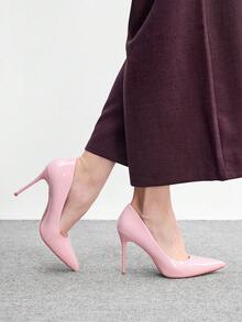 CUCCOO BIZCHIC 女款尖頭細跟中跟高跟鞋，優雅百搭休閒舒適套腳正裝鞋，適合上班、約會、派對、正式場合，春季鞋款 - 粉色. - 查看 4