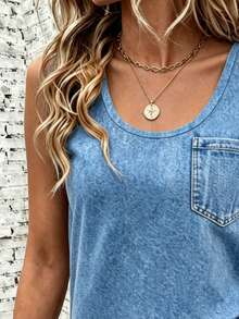 EMERY ROSE Camiseta de tirantes regular para mujer, estilo retro con estampado azul, diseño de estampado, uso casual diario, camiseta de tirantes de verano, estilo de viaje, elegante - Multicolor - Ver 5