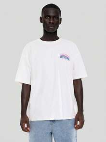FORM&CHAOS Camiseta gráfica de corte holgado y blanca para hombre en verano - Blanco - Ver 3