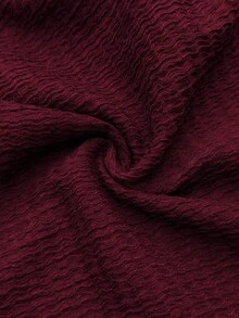 Sunnyshic Plus Size Burgundy Draped Neck Ruched Strap Metal Ring Sexy Dress - Burgundy - View 6