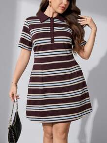 Chikora Vestido casual de manga corta talla grande, elegante y adecuado para vestidos casuales de verano para mujer, vestidos de mujer mini para primavera, vestidos casuales para mujer, nuevos lanzamientos, vestido de mujer, conjunto de verano para mujer, vestidos para mujer de talla pequeña, vestimenta casual de negocios para mujer - Multicolor - Ver 10