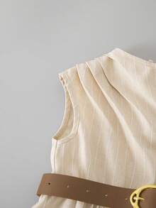SHEIN 少女立領百褶設計休閒無袖洋裝 - 彩色 - 查看 5