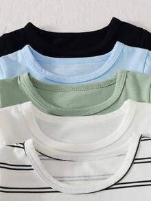 SHEIN 10件/5套 男嬰休閒素色百搭圓領短袖T恤短褲套裝，多色5套組合，適合夏季 - 彩色 - 查看 5