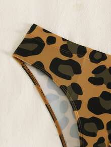 ZELFYO Men's Leopard Print Tight Fit Triangle Swim Briefs, Holiday - Brown - View 6