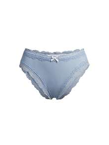 Ocili 5 chiếc/gói Quần lót nữ cạp thấp, màu trơn, chất liệu cotton mềm mại, viền ren, kiểu dáng thanh lịch, thoải mái mùa thu. - Màu xanh bụi bặm - Xem 7
