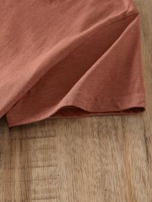 NostaNoir Solid Round Neck Tee - Rust Brown - View 4