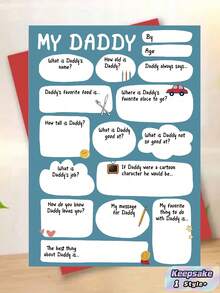 1 Piece Set With Envelope Premium Matte Paper Hand Drawn Design Fill In The Blank My Dad Questionnaire Card For Fathers Day Dad Birthday Interactive Keepsake Memory Gift Unique Present - Red Envelope - View 1