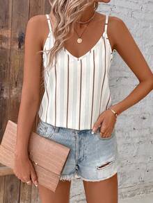 SHEIN Clasi Casual Minimalist All-Over Print V-Neck Loose Camisole Suitable For Summer - Multicolor - View 4