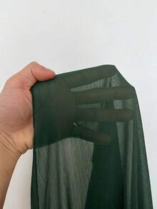 Maweii Plus Size Women's Solid Color Chiffon Off-Shoulder High-Low Pleated Dress Fall - Dark Green - View 3