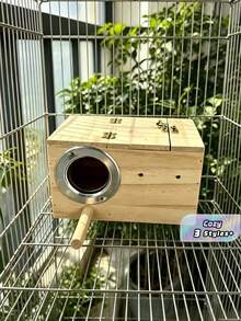 1 Piece Warm Breeding Box For Budgerigars, Wooden Bird Nest Box, Bird Cage Accessories And Supplies, Hanging Bird Nest, Incubation Box - brown - View 3