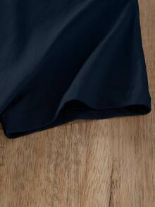 Plain Round Neck T-Shirt - Navy Blue 2 - View 4