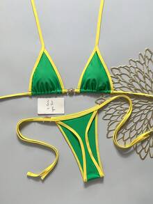 Bonvoyette 性感綁帶掛脖三角杯女款比基尼兩件套 - 彩色 - 查看 4