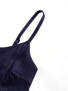 Ocili Women's Comfortable Cotton Rib Knit Bra - Navy Blue - View 10