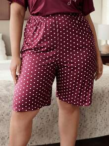 Slumbrini Pijama de mujer talla grande con estampado de gato, compuesto por camiseta de manga corta y pantalón de siete cuartos, color rojo, nuevo estilo de primavera/verano - Burdeos - Ver 8