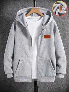 SHEIN 兒童青少年男童休閒運動衫,百搭柔軟麻灰色面料,適合秋季/冬季、情人節、秋季穿搭、家庭聚會、返校、婚禮季節、運動、生日派對 - 灰色 - 查看 4
