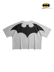 BATMAN X SHEIN STYNVO Men's Casual Contrast Color Bat Print T-Shirt, Summer - Grey - View 1
