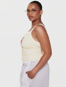 MUSERA Top de tirantes ajustado de doble capa con estampado gráfico de eslogan, talla grande, estilo lindo para verano, primavera, vacaciones y uso diario, Bad Timing - Multicolor - Ver 4