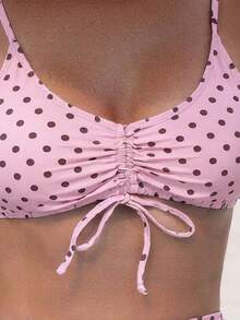 Swim Vcay Vacation Beach Two-Piece Swimsuit Polka Dot Print Random - Pink - View 6