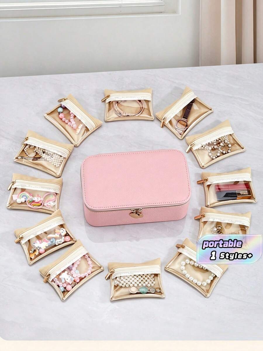 12Pcs Portable Jewelry Box Set With Velvet Pouch, Travel Organizer Case For Ring, Earring, Bracelet, Watch And Necklace - Multicolor - View 1
