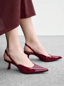 CUCCOO BIZCHIC Ladies Burgundy Elegant Outdoor Pointed Heel High Heels, Suitable For Summer Prom, Vacation And Other Occasions, Business Leisure, Spring Break - Burgundy 2 - View 5