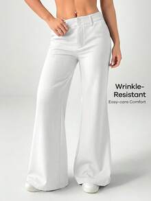 SHEIN PETITE New Style Autumn Winter Low-Waist Casual Personalized Suit Trousers - White - View 9
