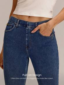 GLOWMODE Jeggings clásicos vaqueros super elásticos Jeanious, con cinco bolsillos para uso diario de yoga - Lavado ligero - Ver 5