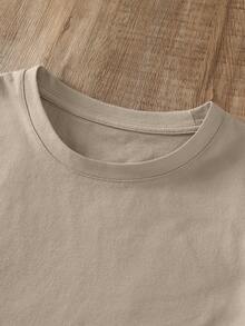 NostaNoir Camiseta unicolor de cuello redondo - Caqui - Ver 3