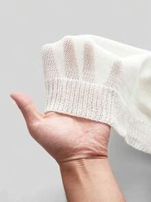 ROMWE MEN Men's World Cup Football Germany Hollow Knit Loose Short Sleeve T-Shirt - White - View 7